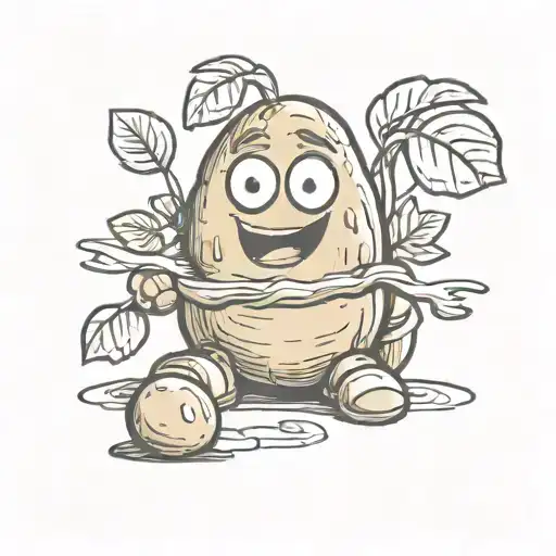 Potato Cartoon Character Sitting