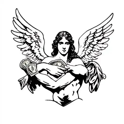 Angel Querubin With Money Arms A Cruz In The