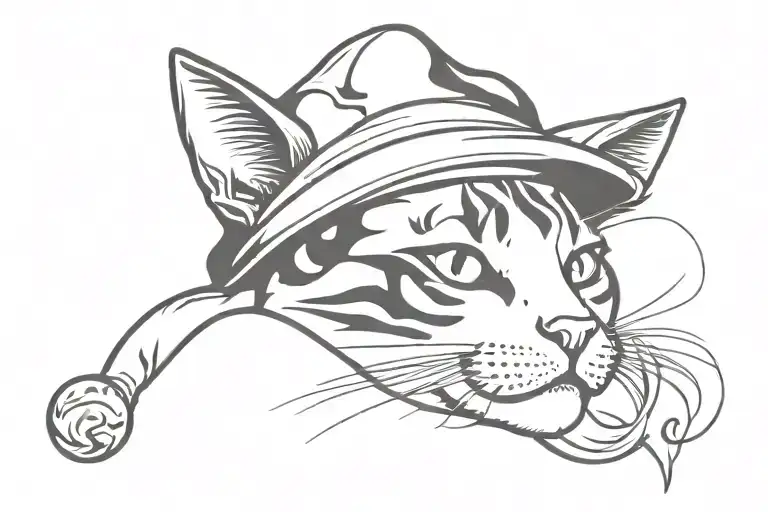 Cat With Jester Makeup Wearing A Jester Hat