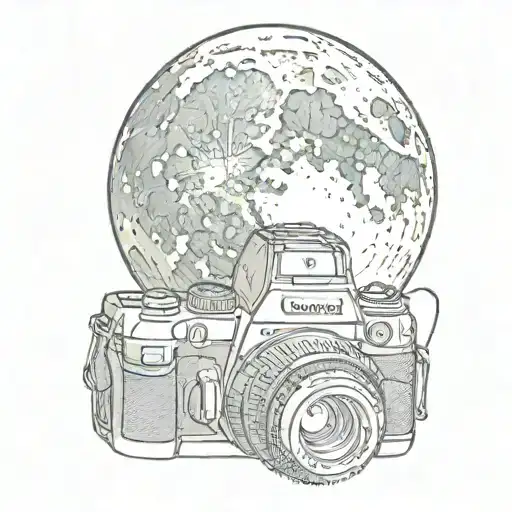 Moon And Camera Lens Surrounded