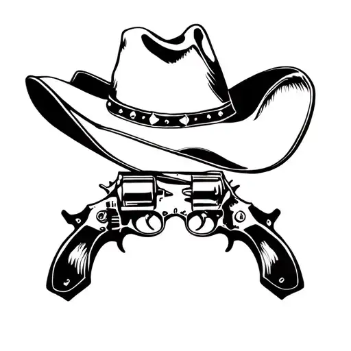 Cowboy Hat With 2 Pistols