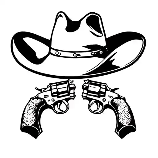 Cowboy Hat With 2 Pistols