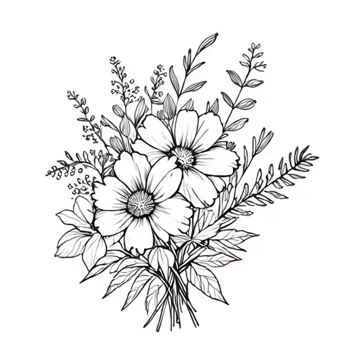 Bouquet With Birth Flowers May June And October Birth Flower