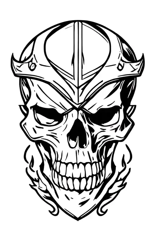 Viking Skull With Samuri Skull