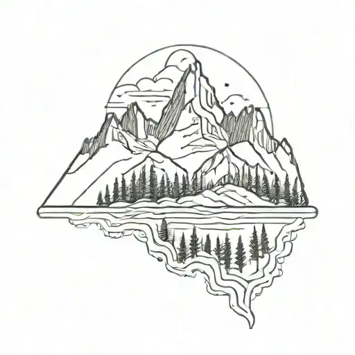 Mountain Peaks Outline Tattoo Using The Word Amaani
