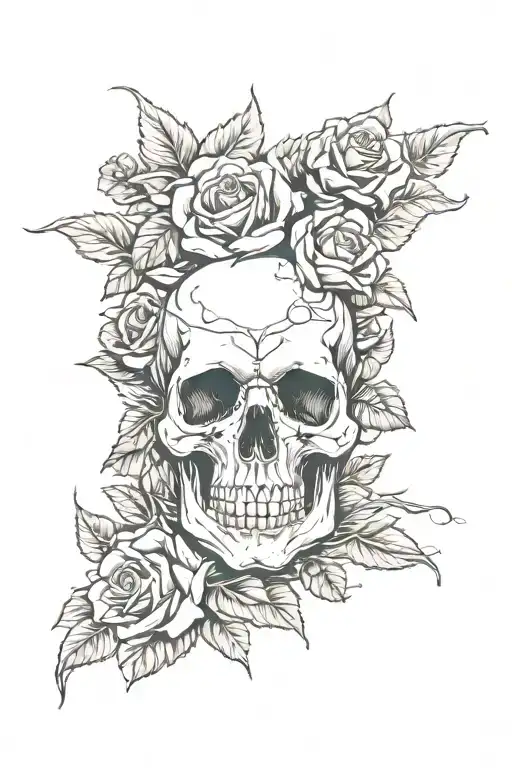 Skull With Roses Entwined