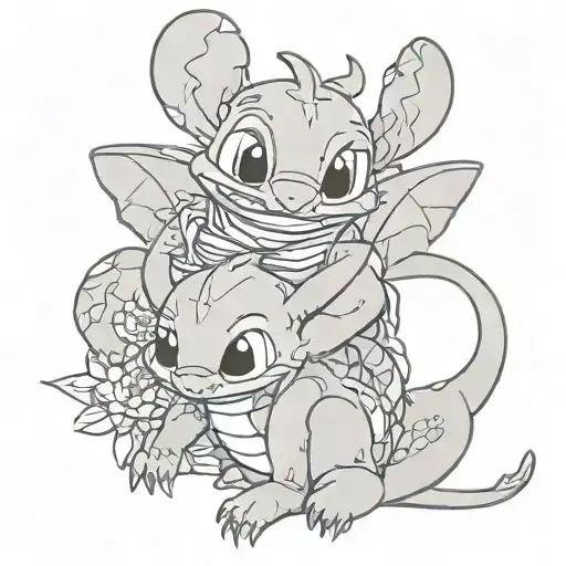 Stitch And Toothless Dragon Resting