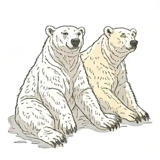 Polar Bear Sitting Side By Side