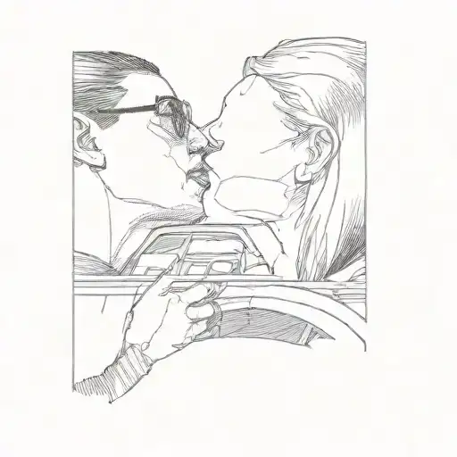 A Couple Kissing In A Car