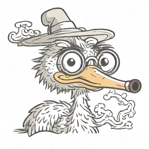 Cartoon Ostrich Big Eyes Smoking A Bong