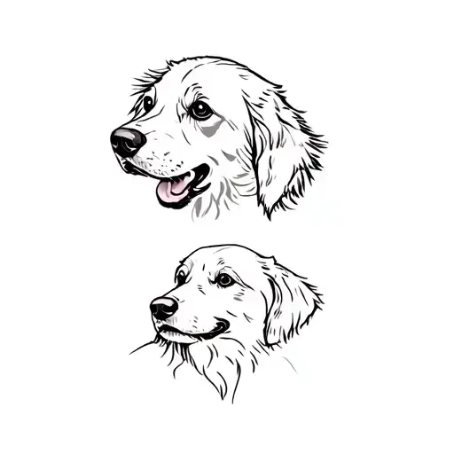 A Golden Retriever And A Black Dog