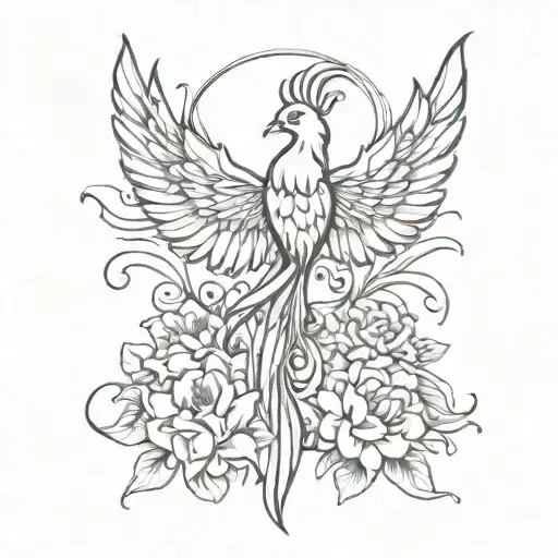 Phoenix And Flowers Back