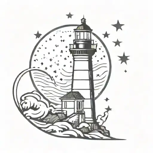 Lighthouse And Stars Friendship