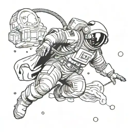 Black And White Samurai Astronaut Falling