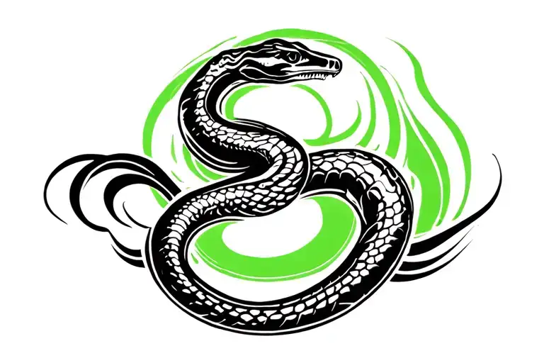 Cobra With Black And Green Swirls Behind It