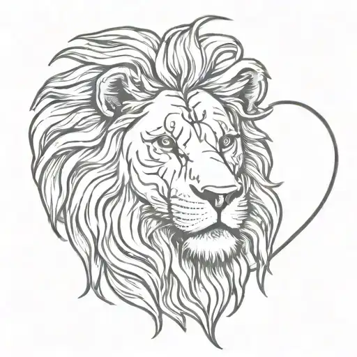 Lion Head With A L And A Heartline