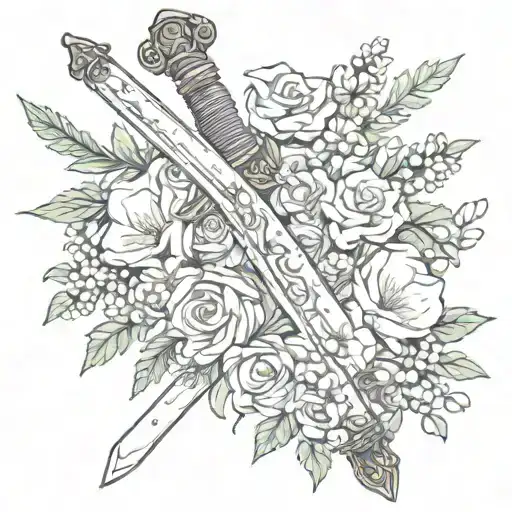 Sword With Flowers Wrapped