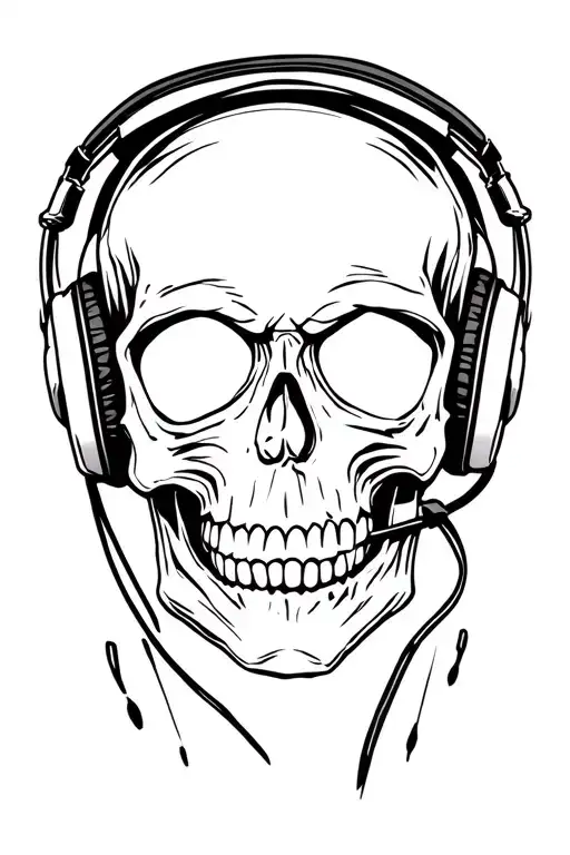 Skull Wearing Headphones