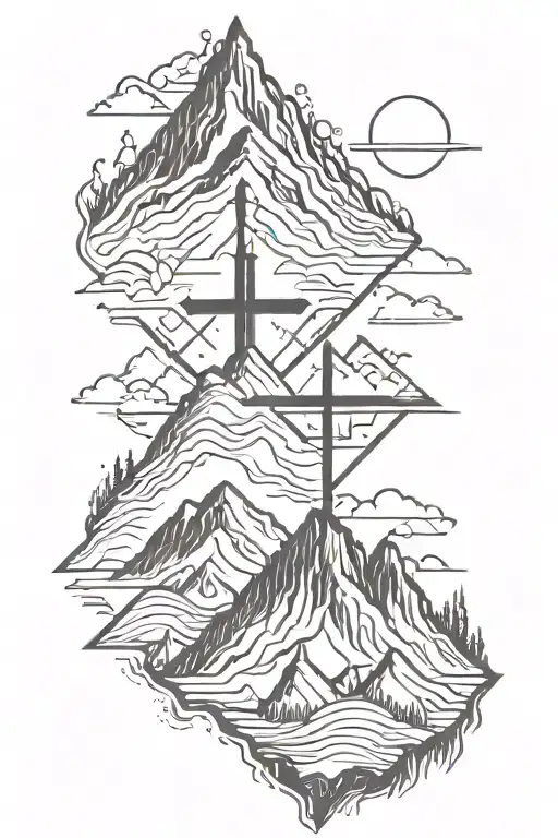 Mountains In Cross With Meaningful Religious Saying