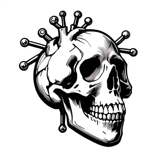 Biological Heart Skull With Chemical Elements