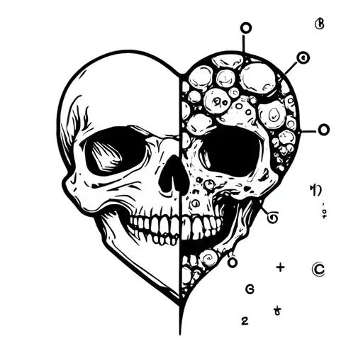 Half Heart Half Skull With Chemical Elements
