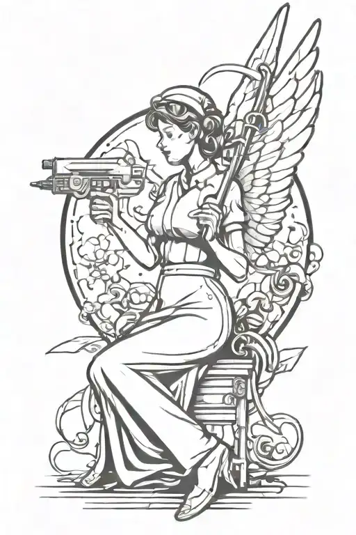 Nurse-inpired Angel Holding A Huge Syringe For Weapon