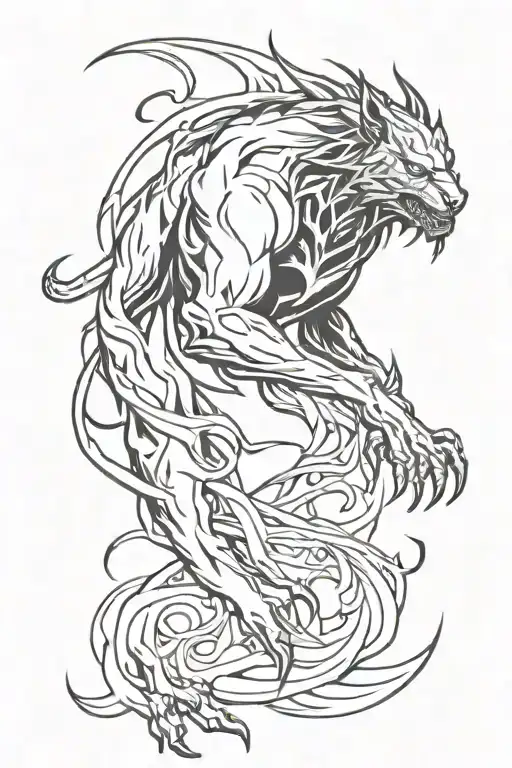 Demonic Beast Transparent Line Sleeve