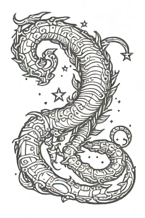 Scorpio Zodiac Sign And Crescent Moon With Stars Constellation