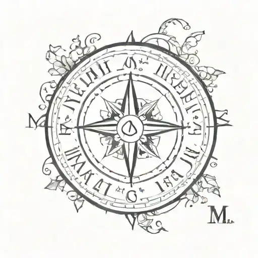 Family Compass Surrounded By Initials M A R