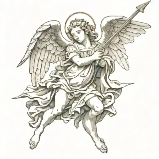 Angel Pierced In The Chest By A Spear