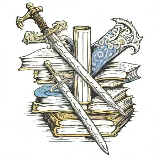 Books And Sword Intertwined