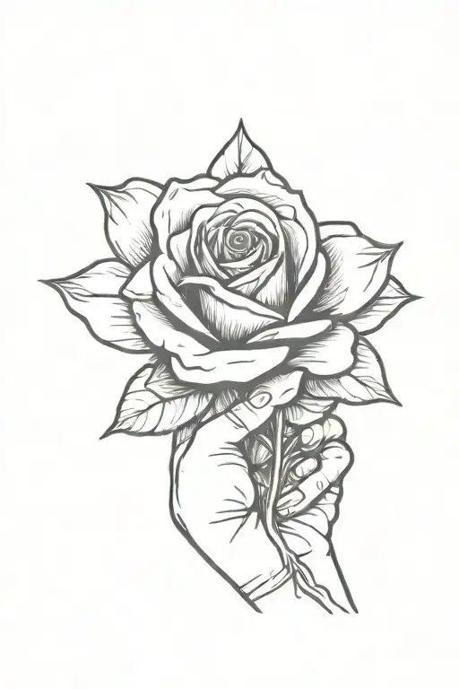 Girl Holds A Rose In Her Hand