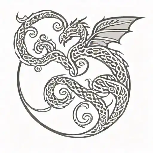 Clover Triskel Symbol Dragon Merlin