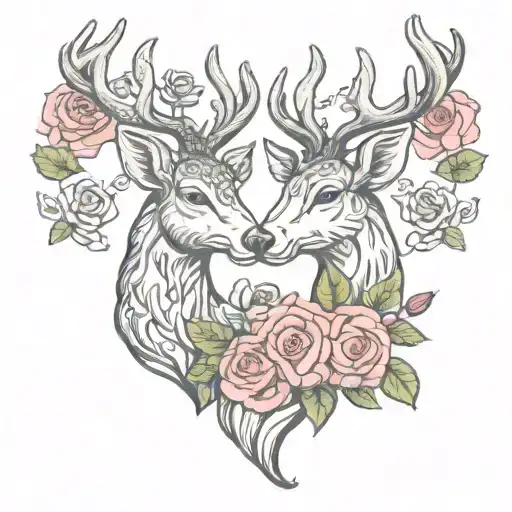 Deer With Roses Intertwined