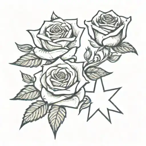Three Stars And A Rose Intertwined