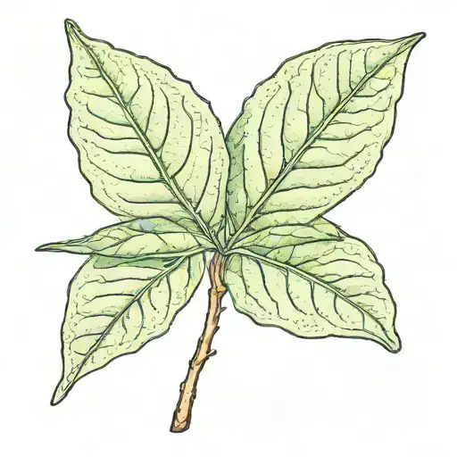 A Bay Leaf With The Numbers 32 In The Center