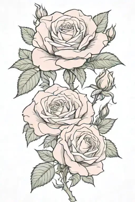 2 Blooming Roses Pink One Bud Blooming Amidst