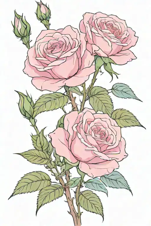 2 Blooming Roses Pink One Bud Blooming Amidst