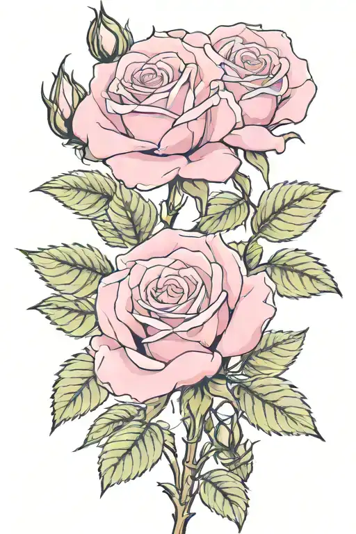 2 Blooming Roses Pink One Bud Blooming Flowers Growing