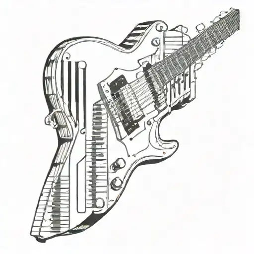 Guitar With Piano Key Neck