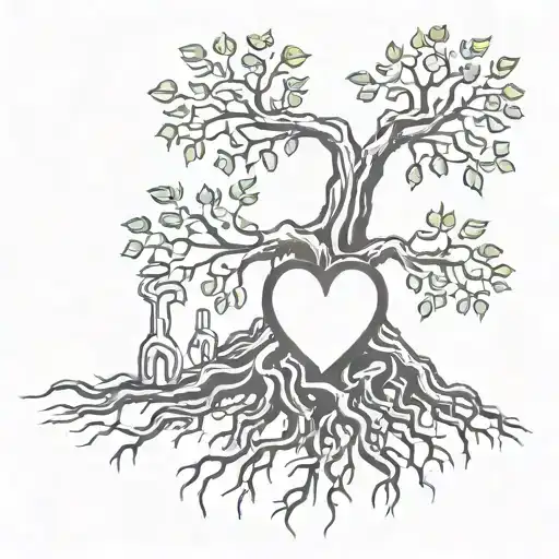 Tree With Deep Roots Heart And Tools