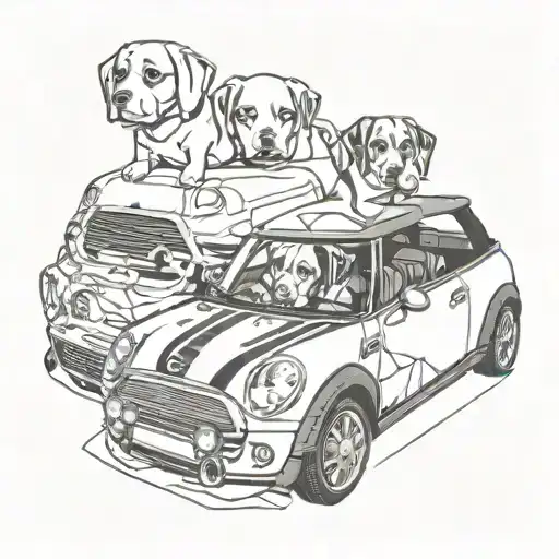 Mini Cooper Convertible With Dogs Sitting