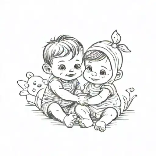 Baby Boy And Baby Girl Hugging