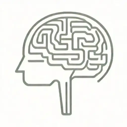 A Simple Minimalist Line Drawing Of A Brain As An Elaborate Maze