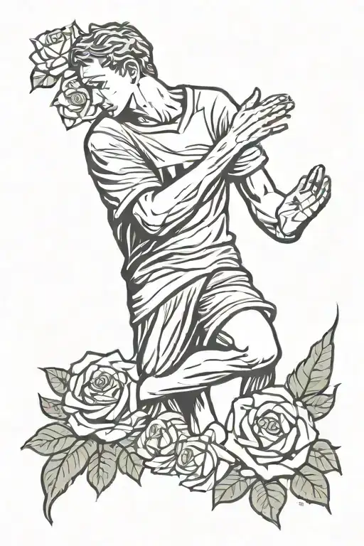Soccer Player Pray Hands With Roses Looking Up At St Mary