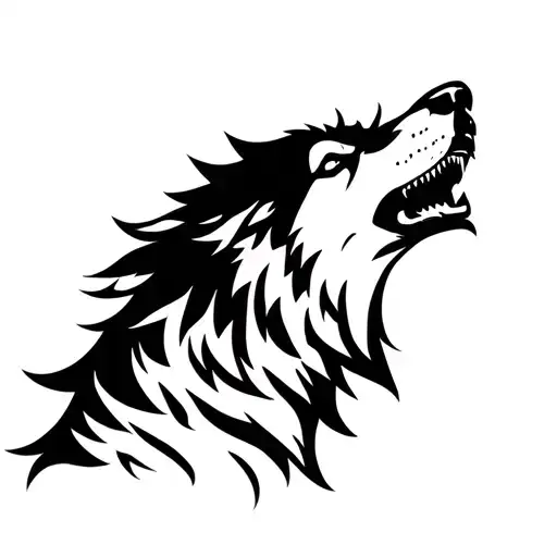 Howling Aggressive Wolf