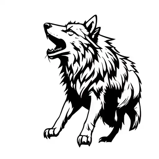 Howling Aggressive Wolf