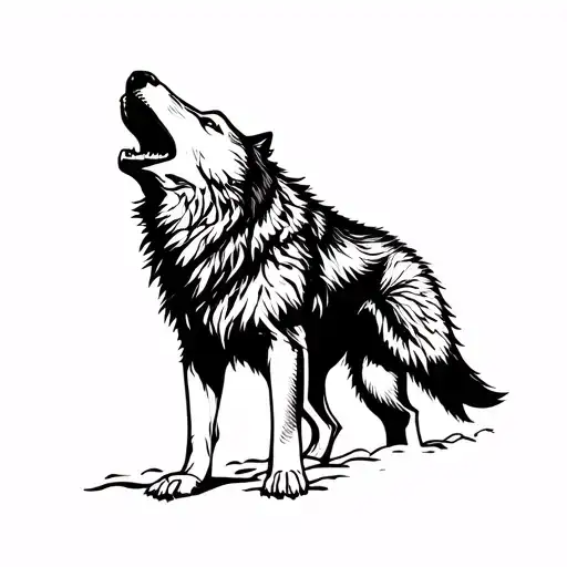 Howling Aggressive Wolf