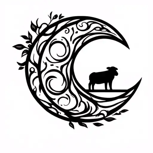 A Crescent With A Black Sheep In 3D Presentation