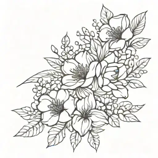 Flower Bouquet Fine Line